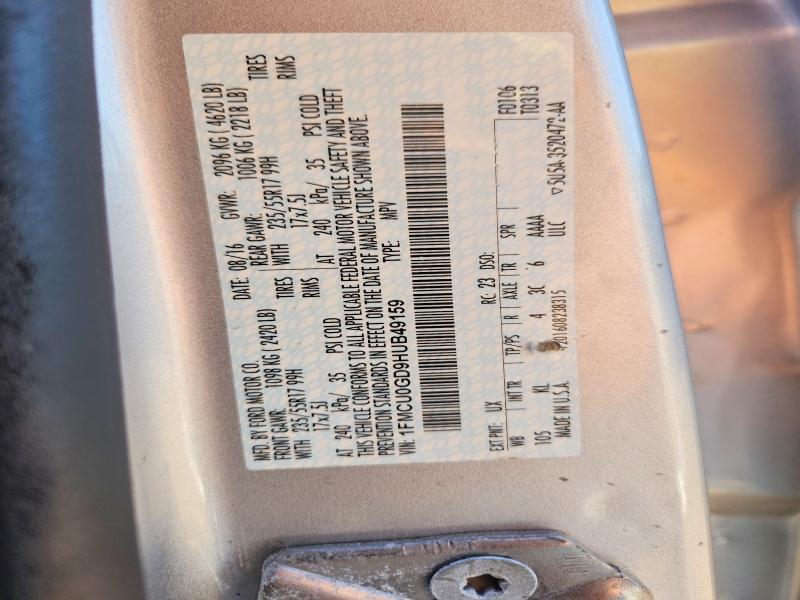 2017 Ford Escape მანქანა იყიდება აუქციონზე, vin: 1FMCU0GD9HUB49159, აუქციონის ნომერი: 65866986