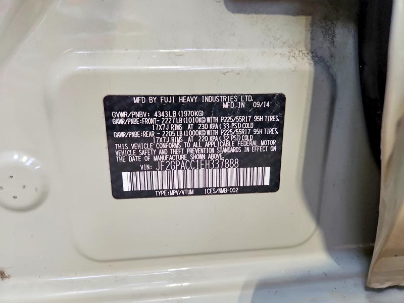 Aukcja sprzedaży 2014 Subaru Xv Crosstrek, vin: JF2GPACC1EH337888, numer aukcji: 63105276