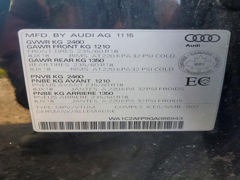 Aukcja sprzedaży 2016 Audi Q5, vin: WA1C2AFP9GA086943, numer aukcji: 63178246