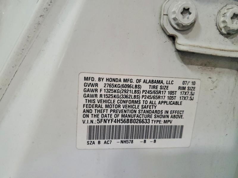 2011 Honda Pilot მანქანა იყიდება აუქციონზე, vin: 5FNYF4H56BB026633, აუქციონის ნომერი: 64225906