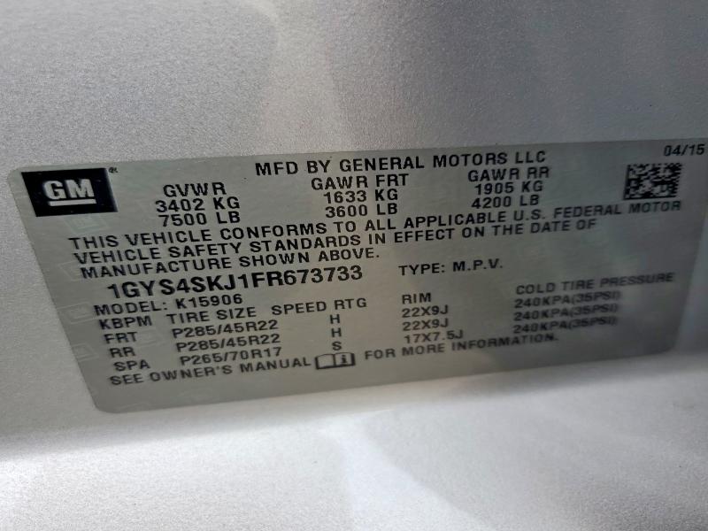Aukcja sprzedaży 2015 Cadillac Escalade, vin: 1GYS4SKJ1FR673733, numer aukcji: 64674336