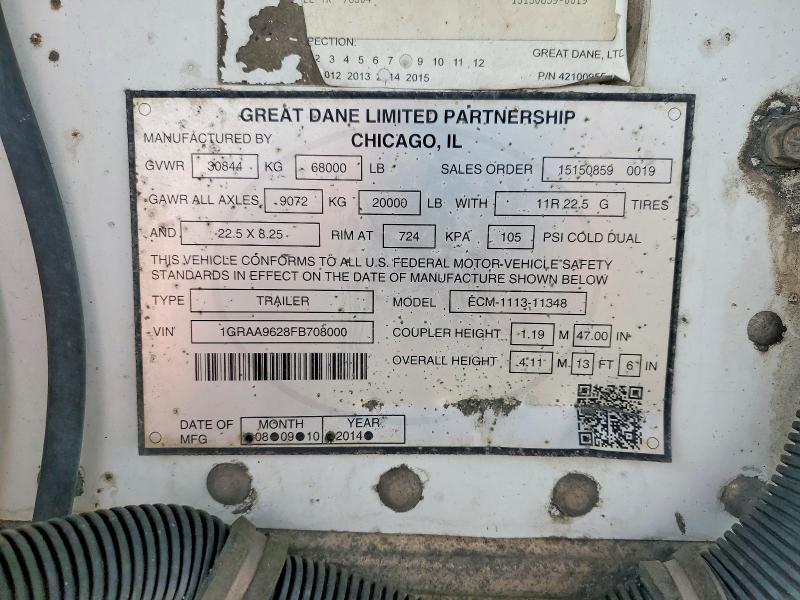 Продаж на аукціоні авто 2015 Great Dane Trailers, vin: 1GRAA9628FB708000, номер лоту: 69058006