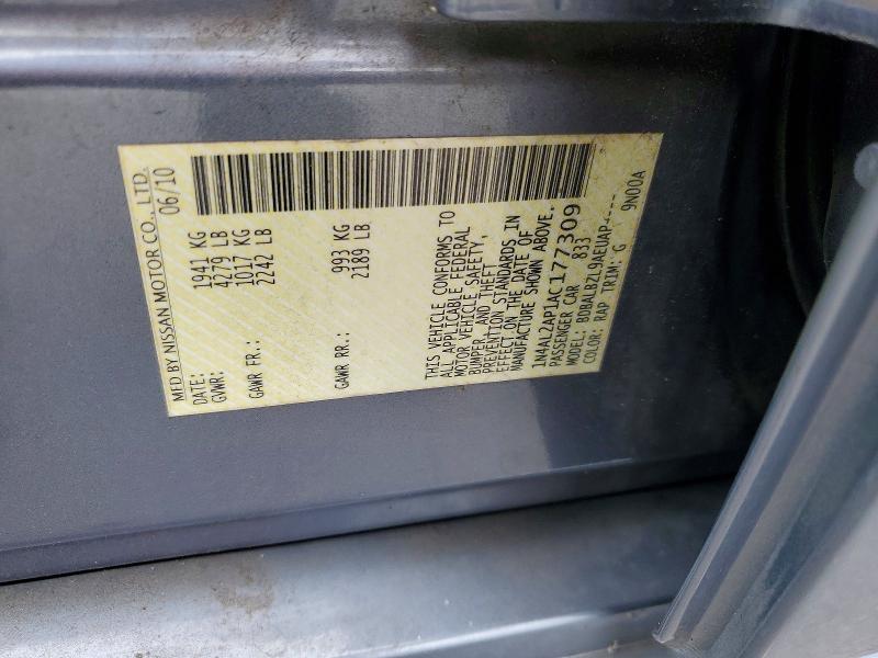 2010 Nissan Altima მანქანა იყიდება აუქციონზე, vin: 1N4AL2AP1AC177309, აუქციონის ნომერი: 63692466
