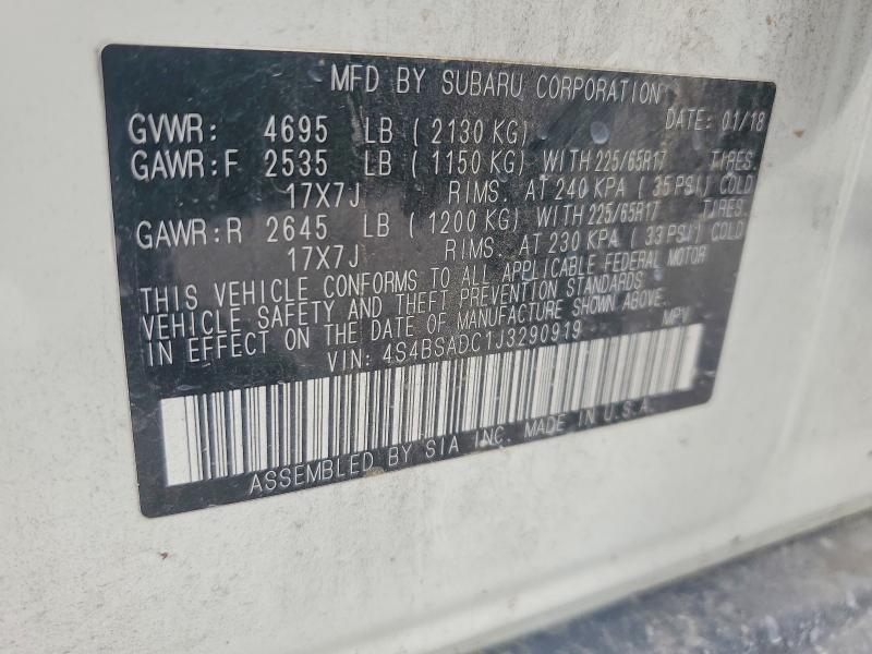 65139006 :رقم المزاد ، 4S4BSADC1J3290919 vin ، 2018 Subaru Outback مزاد بيع