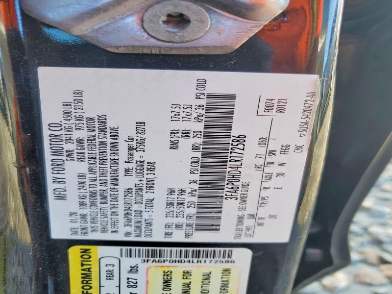 Продажа на аукционе авто 2020 Ford Fusion, vin: 3FA6P0HD4LR172586, номер лота: 64336316