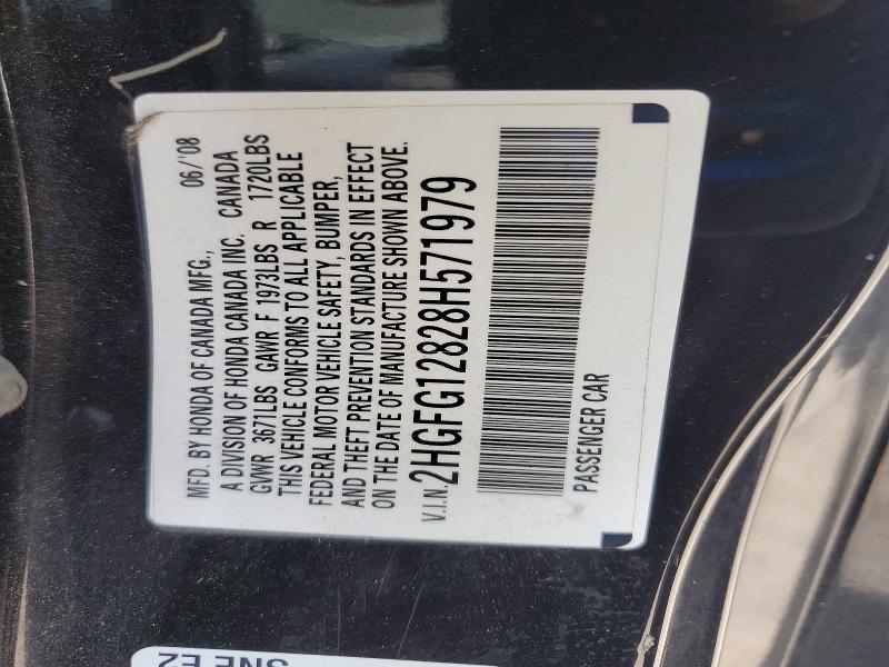 Aukcja sprzedaży 2008 Honda Civic, vin: 2HGFG12828H571979, numer aukcji: 64785416