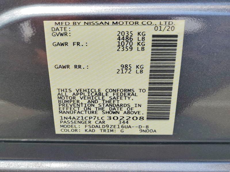 Aukcja sprzedaży 2020 Nissan Leaf, vin: 1N4AZ1CP7LC302208, numer aukcji: 64445296