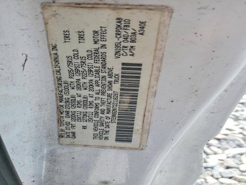 Auction sale of the 2002 Toyota Tacoma, vin: 5TESN92N72Z116287, lot number: 64132016