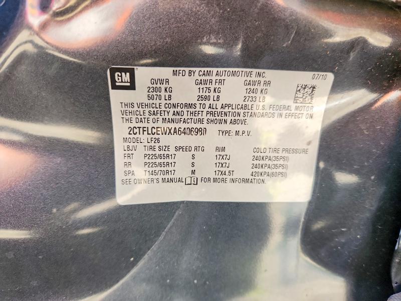 Продаж на аукціоні авто 2010 Gmc Terrain, vin: 2CTFLCEWXA6406980, номер лоту: 66006746
