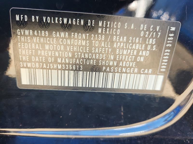 Продаж на аукціоні авто 2017 Volkswagen Jetta, vin: 3VWDB7AJ5HM335613, номер лоту: 65398036