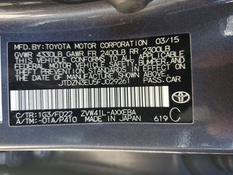 65242766 :رقم المزاد ، JTDZN3EU5FJ029261 vin ، 2015 Toyota Prius V مزاد بيع