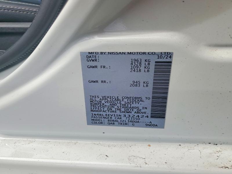 Продажа на аукционе авто 2025 Nissan Altima, vin: 1N4BL4EV1SN332424, номер лота: 63964946