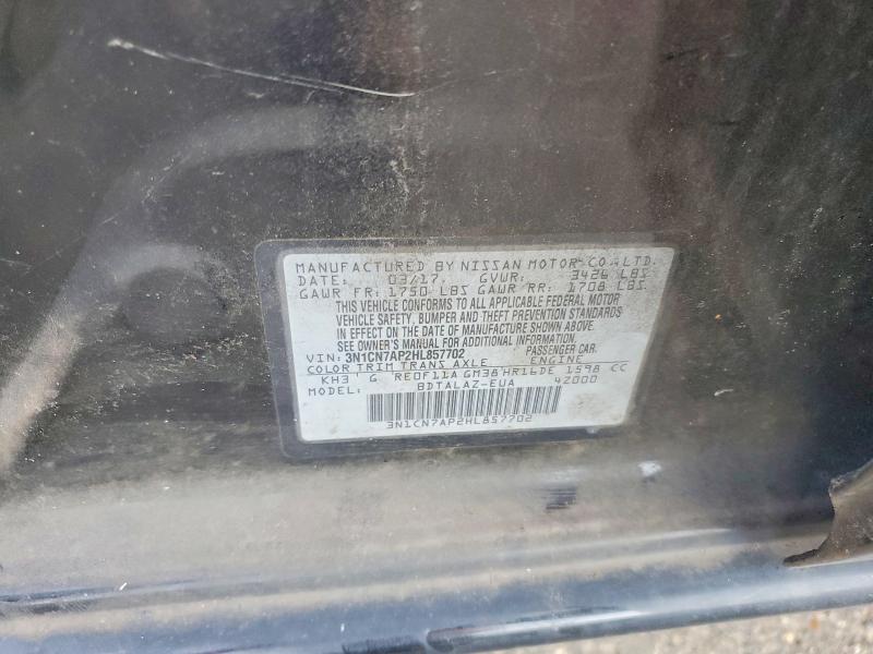 2017 Nissan Versa მანქანა იყიდება აუქციონზე, vin: 3N1CN7AP2HL857702, აუქციონის ნომერი: 65401126