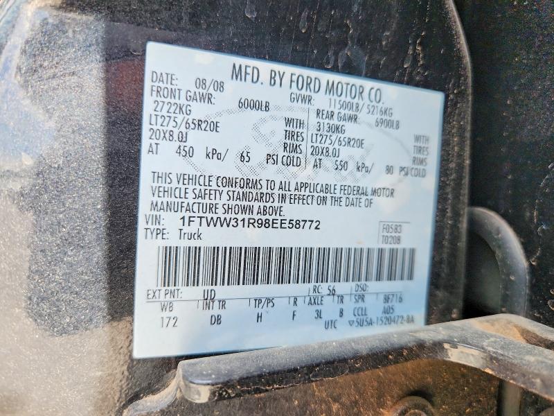 Продаж на аукціоні авто 2008 Ford F350, vin: 1FTWW31R98EE58772, номер лоту: 63444456