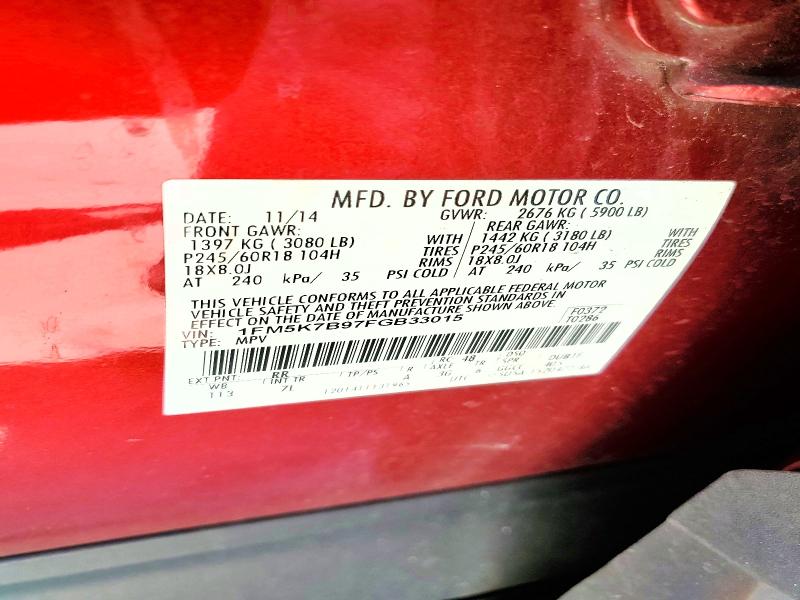 Aukcja sprzedaży 2015 Ford Explorer, vin: 1FM5K7B97FGB33015, numer aukcji: 65386886