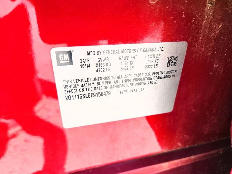 2015 Chevrolet Impala მანქანა იყიდება აუქციონზე, vin: 2G1115SL6F9150479, აუქციონის ნომერი: 66177786