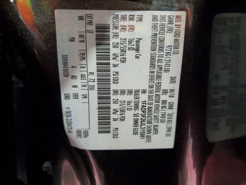 65595326 :رقم المزاد ، 1FADP3F26JL315981 vin ، 2018 Ford Focus مزاد بيع