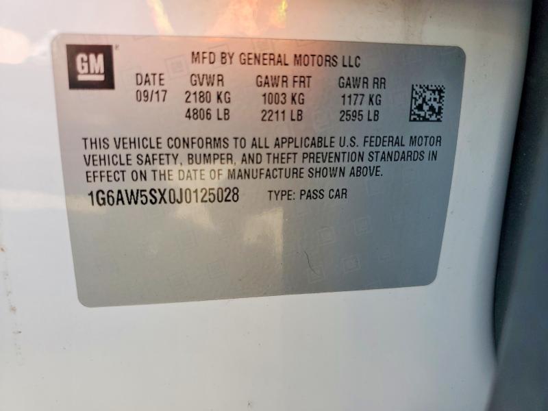 63914306 :رقم المزاد ، 1G6AW5SX0J0125028 vin ، 2018 Cadillac Cts مزاد بيع