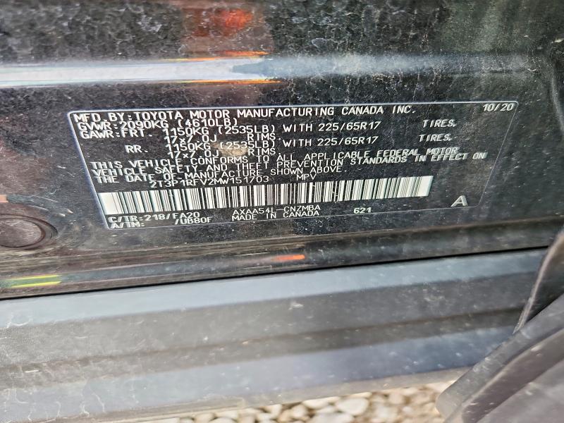 Aukcja sprzedaży 2021 Toyota Rav4, vin: 2T3P1RFV2MW151703, numer aukcji: 65490186