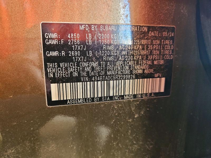 Продажа на аукционе авто 2024 Subaru Outback, vin: 4S4BTADC5R3299826, номер лота: 61311456