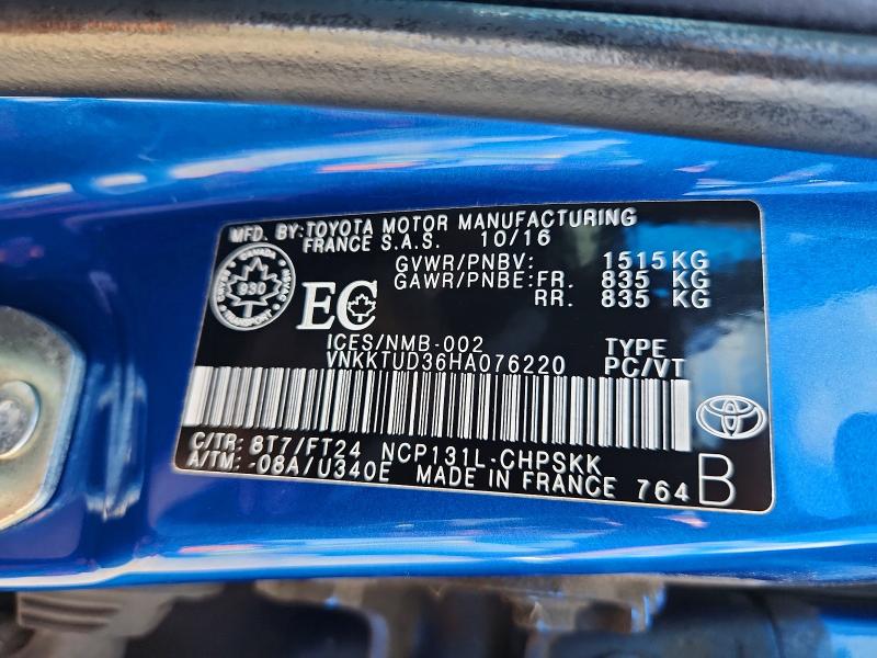 Aukcja sprzedaży 2017 Toyota Yaris, vin: VNKKTUD36HA076220, numer aukcji: 66259376