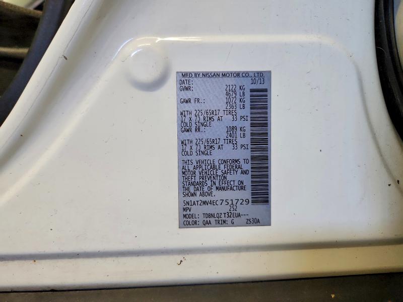 64412826 :رقم المزاد ، 5N1AT2MV4EC751729 vin ، 2014 Nissan Rogue مزاد بيع