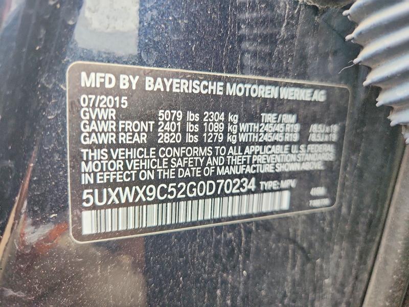 Aukcja sprzedaży 2016 Bmw X3, vin: 5UXWX9C52G0D70234, numer aukcji: 64079736