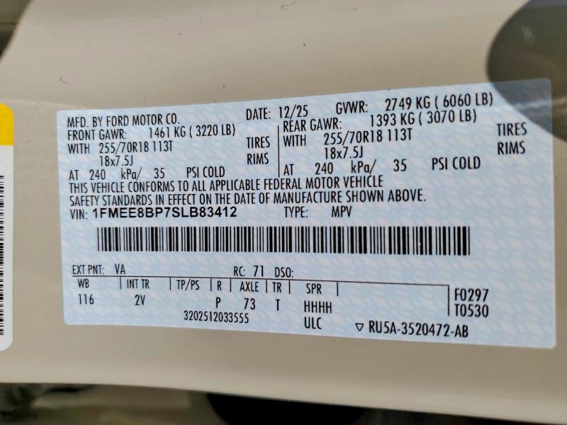 2025 Ford Bronco მანქანა იყიდება აუქციონზე, vin: 1FMEE8BP7SLB83412, აუქციონის ნომერი: 66486356