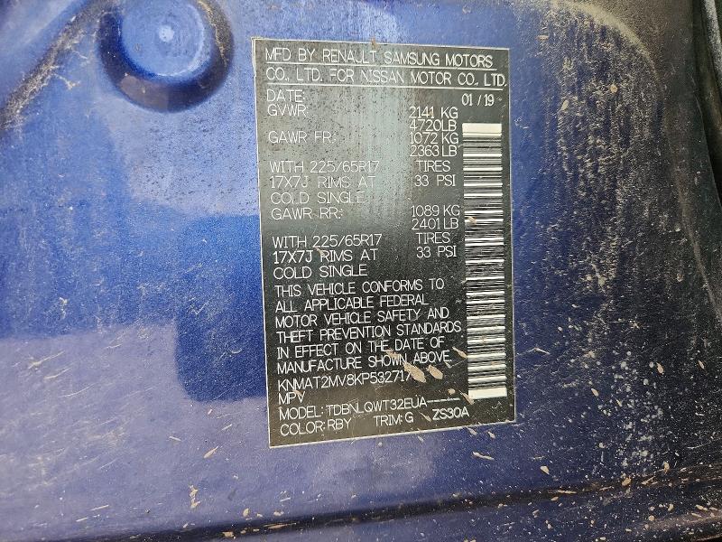 Aukcja sprzedaży 2019 Nissan Rogue, vin: KNMAT2MV8KP532717, numer aukcji: 63792716