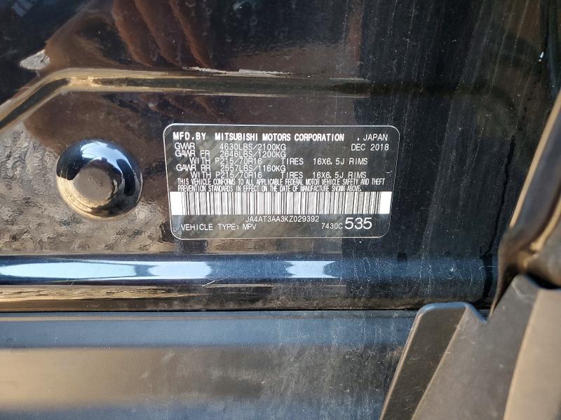 63819306 :رقم المزاد ، JA4AT3AA3KZ029392 vin ، 2019 Mitsubishi Eclipse Cross مزاد بيع