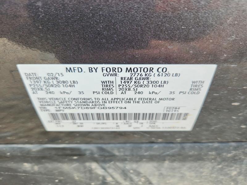 Продажа на аукционе авто 2015 Ford Explorer, vin: 1FM5K7D89FGB95794, номер лота: 65025176