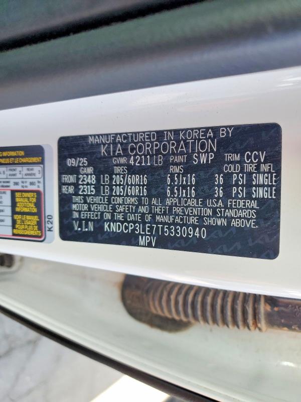 63441616 :رقم المزاد ، KNDCP3LE7T5330940 vin ، 2026 Kia Niro مزاد بيع