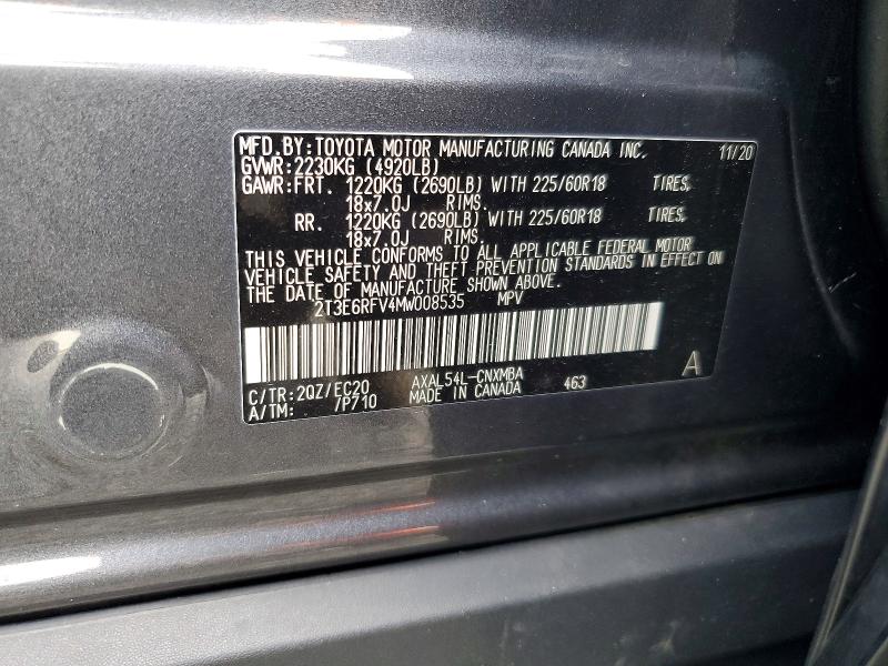 66311876 :رقم المزاد ، 2T3E6RFV4MW008535 vin ، 2021 Toyota Rav4 مزاد بيع