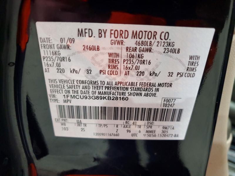 Aukcja sprzedaży 2009 Ford Escape, vin: 1FMCU93G89KB28160, numer aukcji: 63770746