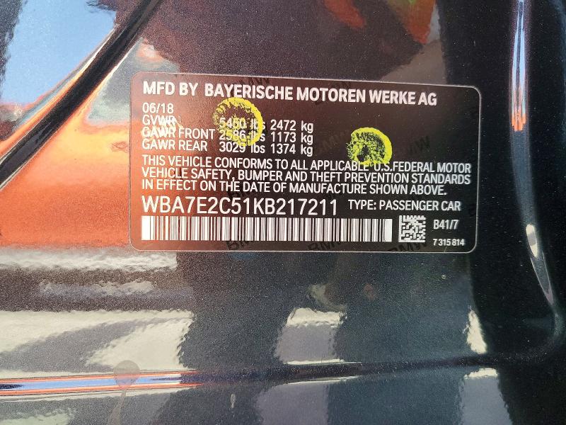 Aukcja sprzedaży 2019 Bmw 740, vin: WBA7E2C51KB217211, numer aukcji: 63779166