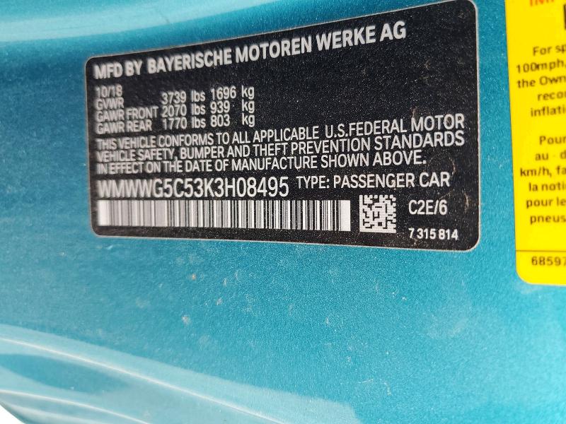 Aukcja sprzedaży 2019 Mini Cooper, vin: WMWWG5C53K3H08495, numer aukcji: 63857036