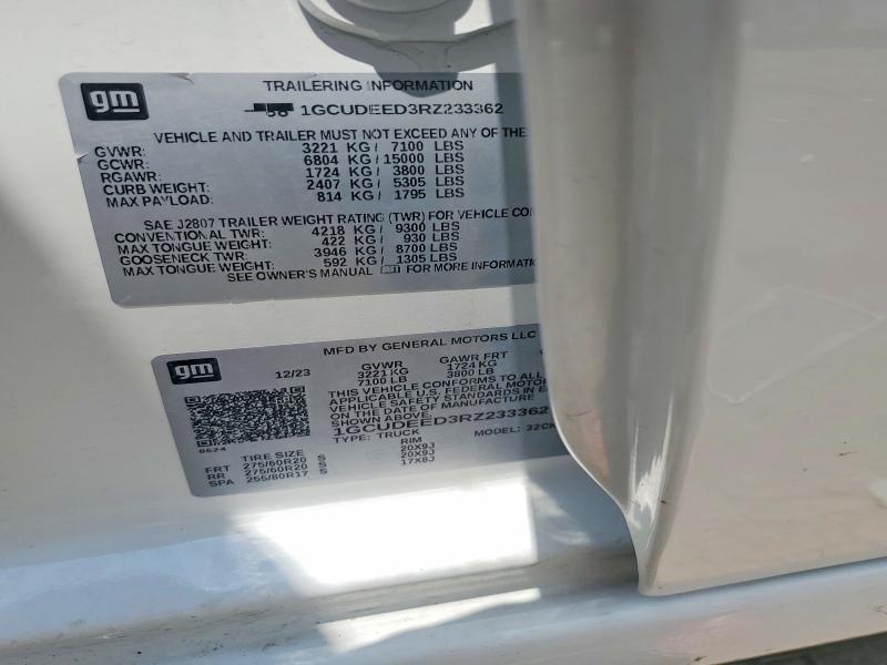Aukcja sprzedaży 2024 Chevrolet Silverado, vin: 1GCUDEED3RZ233362, numer aukcji: 63616266