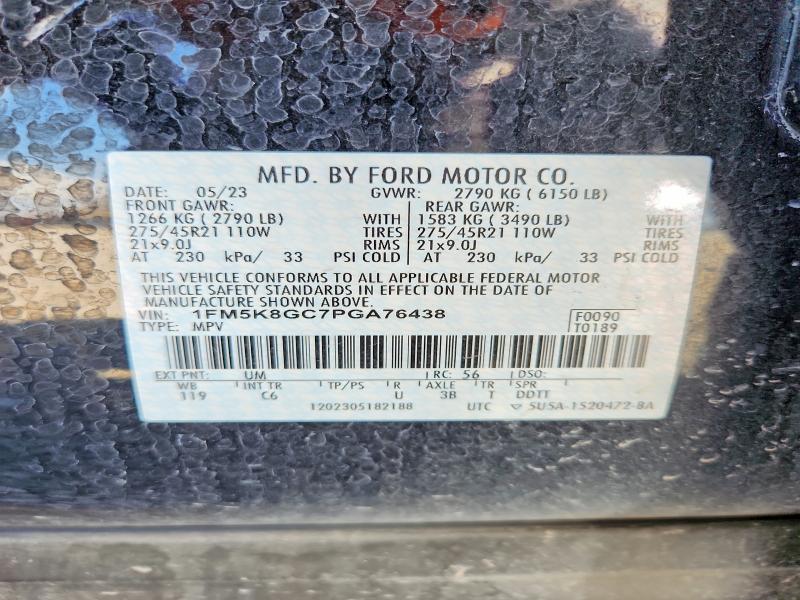 66604386 :رقم المزاد ، 1FM5K8GC7PGA76438 vin ، 2023 Ford Explorer مزاد بيع