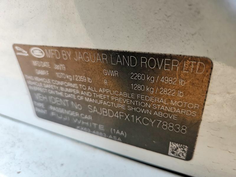 Aukcja sprzedaży 2019 Jaguar Xf, vin: SAJBD4FX1KCY78838, numer aukcji: 66771726