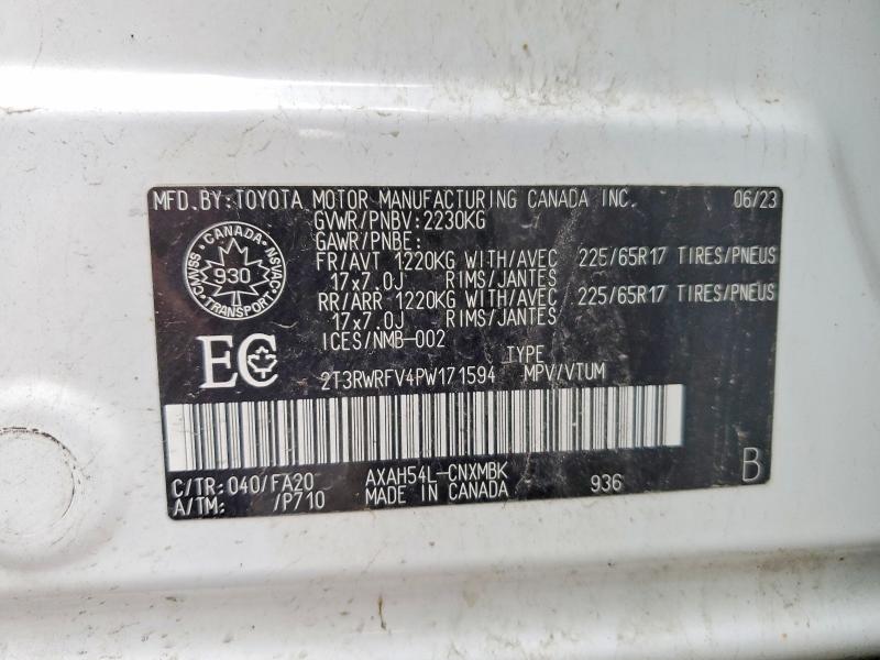 2023 Toyota Rav4 Hybrid მანქანა იყიდება აუქციონზე, vin: 2T3RWRFV4PW171594, აუქციონის ნომერი: 64558576