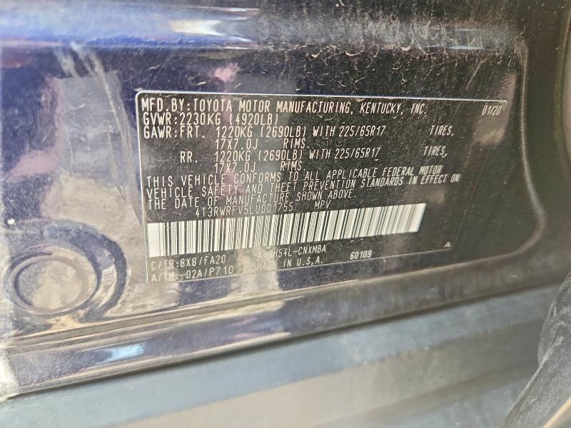 63717466 :رقم المزاد ، 4T3RWRFV5LU001755 vin ، 2020 Toyota Rav4 Hybrid مزاد بيع