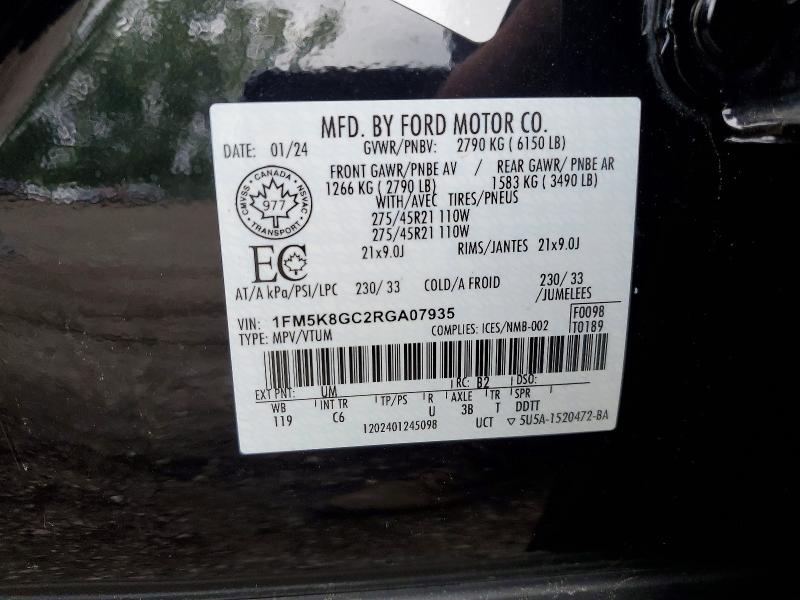 Aukcja sprzedaży 2024 Ford Explorer, vin: 1FM5K8GC2RGA07935, numer aukcji: 65294406