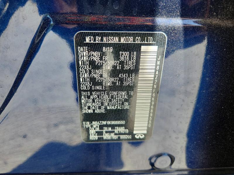 Продаж на аукціоні авто 2019 Infiniti Qx80, vin: JN8AZ2NF6K9689550, номер лоту: 63672996