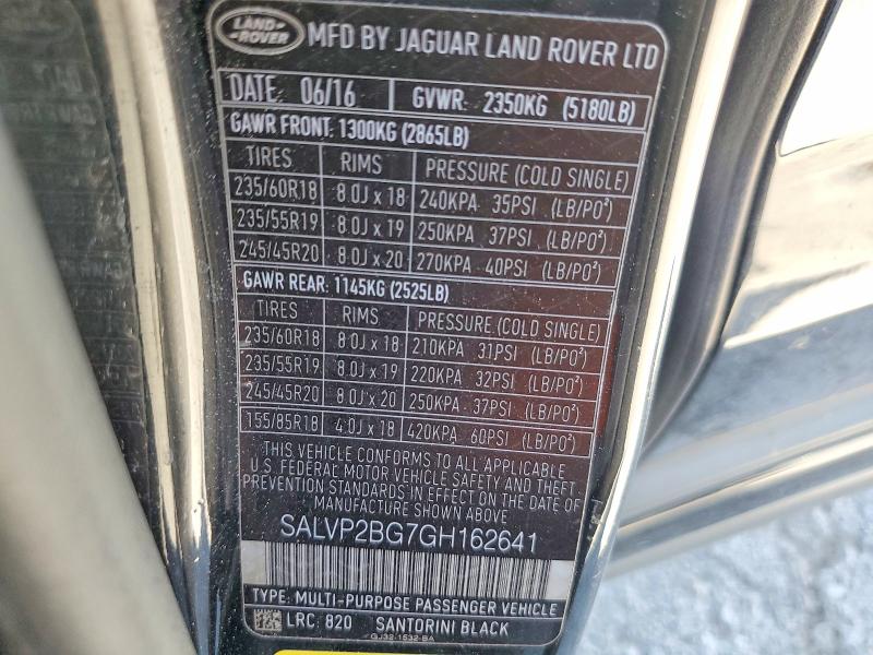 Aukcja sprzedaży 2016 Land Rover Range Rover Evoque, vin: SALVP2BG7GH162641, numer aukcji: 63247736