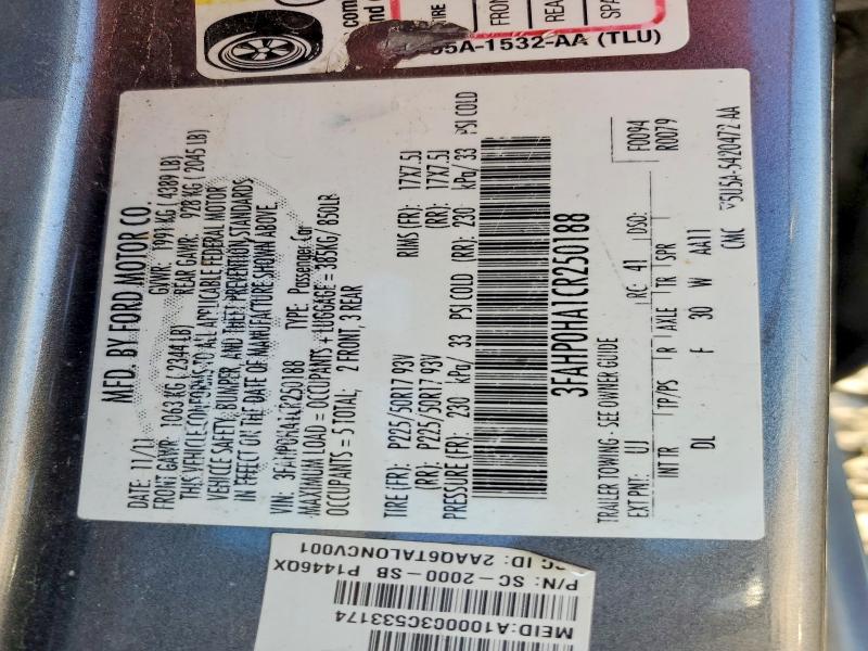 Продаж на аукціоні авто 2012 Ford Fusion, vin: 3FAHP0HA1CR250188, номер лоту: 59407646