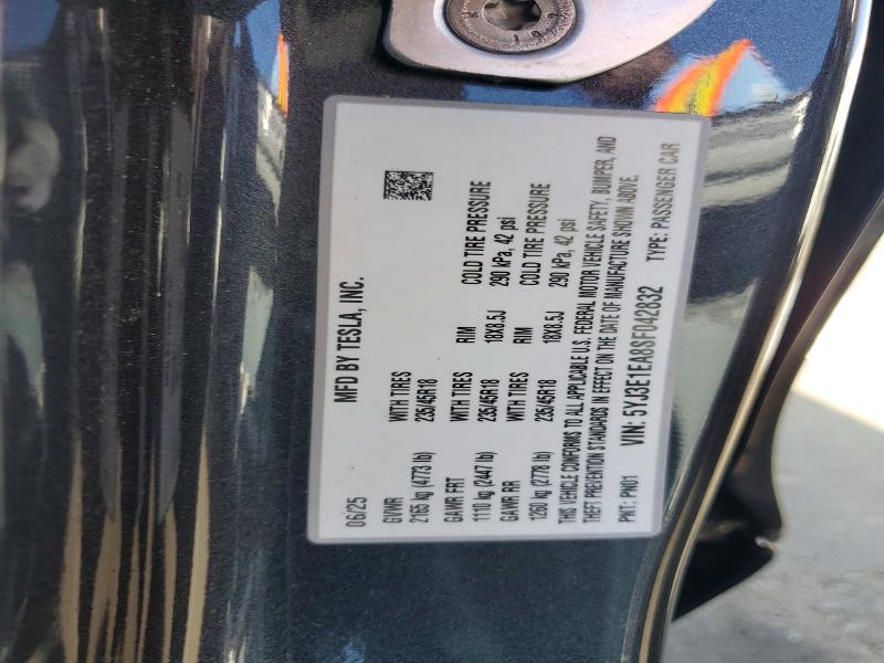 62723396 :رقم المزاد ، 5YJ3E1EA8SF042832 vin ، 2025 Tesla Model 3 مزاد بيع