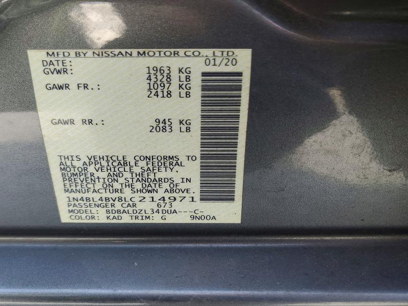 Продажа на аукционе авто 2020 Nissan Altima, vin: 1N4BL4BV8LC214971, номер лота: 65676496