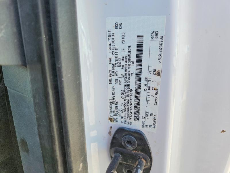 65502116 :رقم المزاد ، 1FTFX1E52MKE11619 vin ، 2021 Ford F150 مزاد بيع