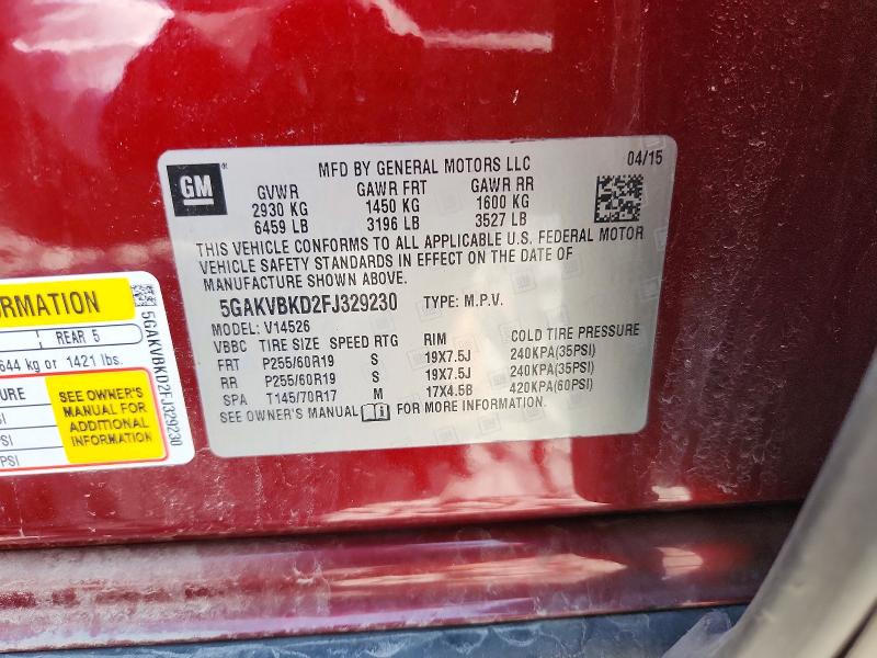 Продаж на аукціоні авто 2015 Buick Enclave, vin: 5GAKVBKD2FJ329230, номер лоту: 63711826
