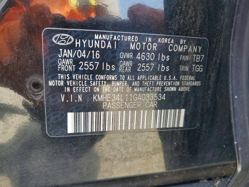 Продаж на аукціоні авто 2016 Hyundai Sonata Hybrid, vin: KMHE34L11GA033534, номер лоту: 64494076